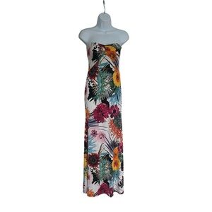 Superstar Women’s Tropical Multicolor Strapless Maxi Dress. Size: M. Great Cond.